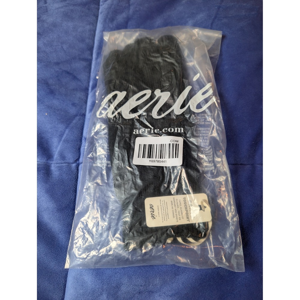 Aerie Touchpoint Gloves Womens OS Black Knit Touchscreen Tech NWT
